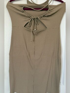 H&M Ribbed Mini Dress in Taupe